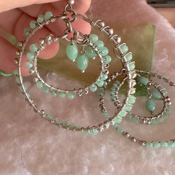 Faux Jade Large Nested Circle Hoop Earrings - Picture 6 of 8